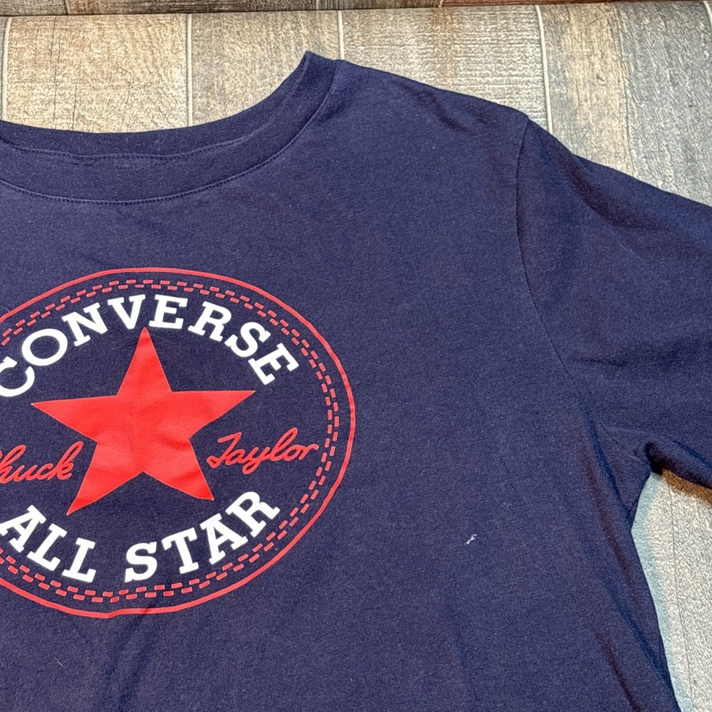 Converse All Star Women's Navy Blue T-Shirt Size XL Chuck Taylor Logo‎